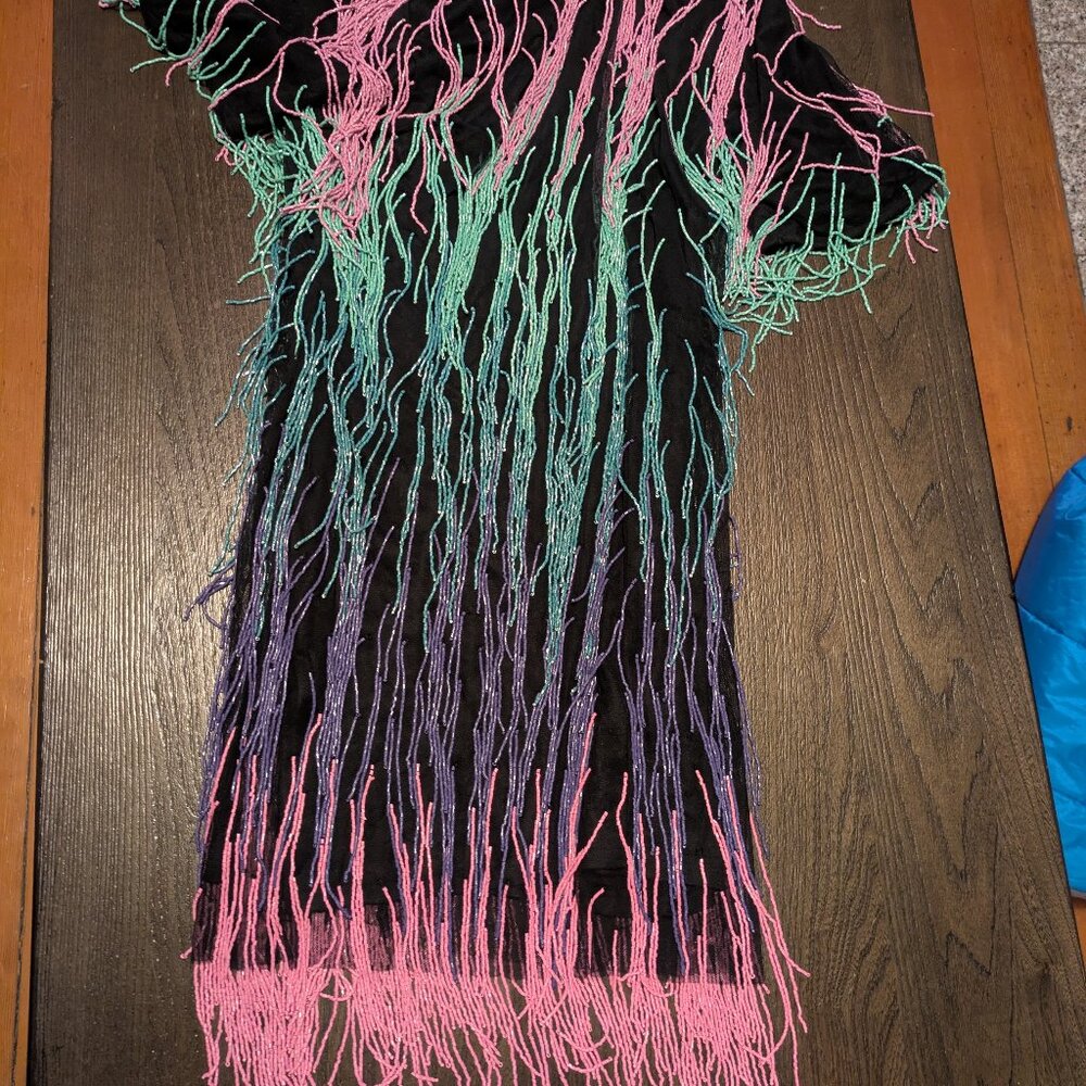 Nasty Gal Rainbow Tassel Beaded Shift Dress - Picture 6 of 10
